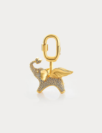 Soar Elephant in Gold Sky Blue Pavé