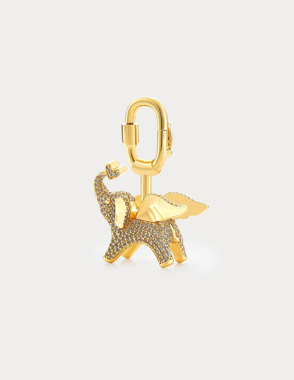 Soar Elephant in Gold Sky Blue Pavé