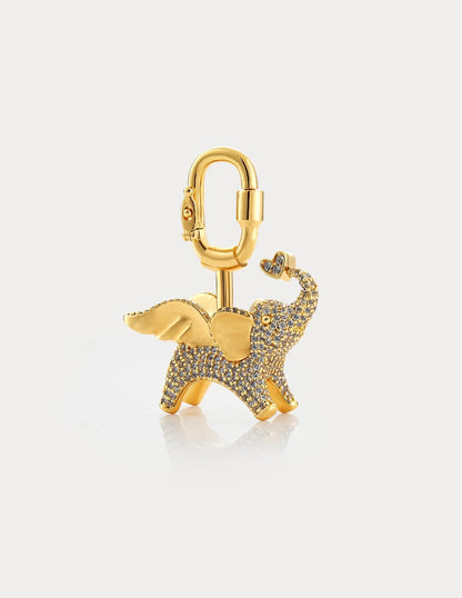Soar Elephant in Gold Sky Blue Pavé