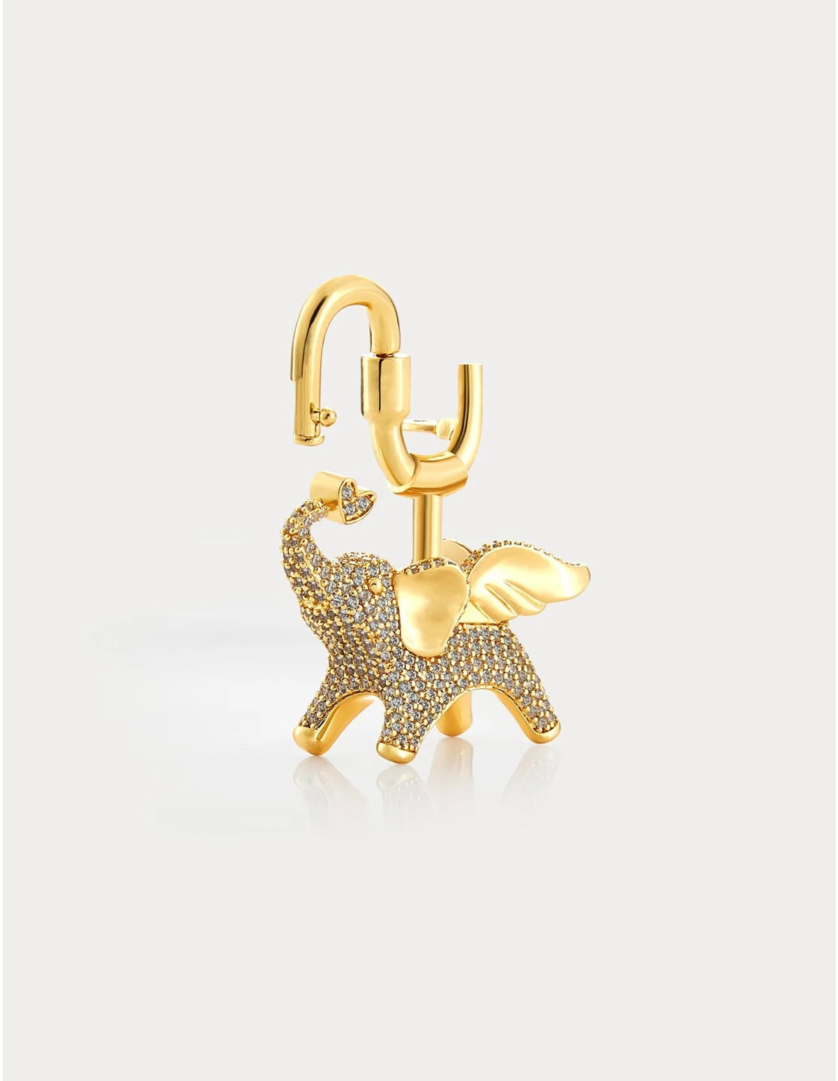 Soar Elephant in Gold Sky Blue Pavé